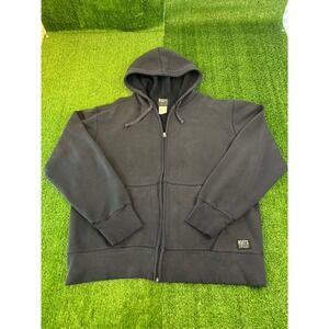 Roots Athletics Mens Full Zip Hoodie Dark Blue Distressed Suits Sweatshirt LG